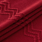 Miulee Christmas Burgundy Red Knitted Throw Blanket For Couch Textured Knit Blanket With Tassels Cozy Woven Boho Bed Blanket For Sofa Bed Chair Acrylic Wave Pattern 50'X60'
