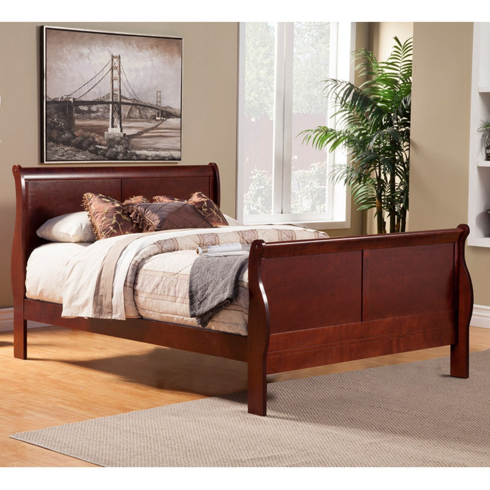 Alpine Furniture Louis Philippe II Sleigh Bed, Full Size