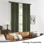 102 Inch Pinch Pleated Drapes 2 Panels Set, Back Tab Ceiling Curtains For Track System, Privacy Assured Thermal Insulated Curtai