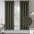 Country Style Thermal Insulated Room Darkening 100% Sun Blocking Linen Drapes For Bedroom -Energy Saving Window Treatment Curtai