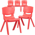 5 Pk. Red Plastic Stackable School Chair with 15.5 Seat Height