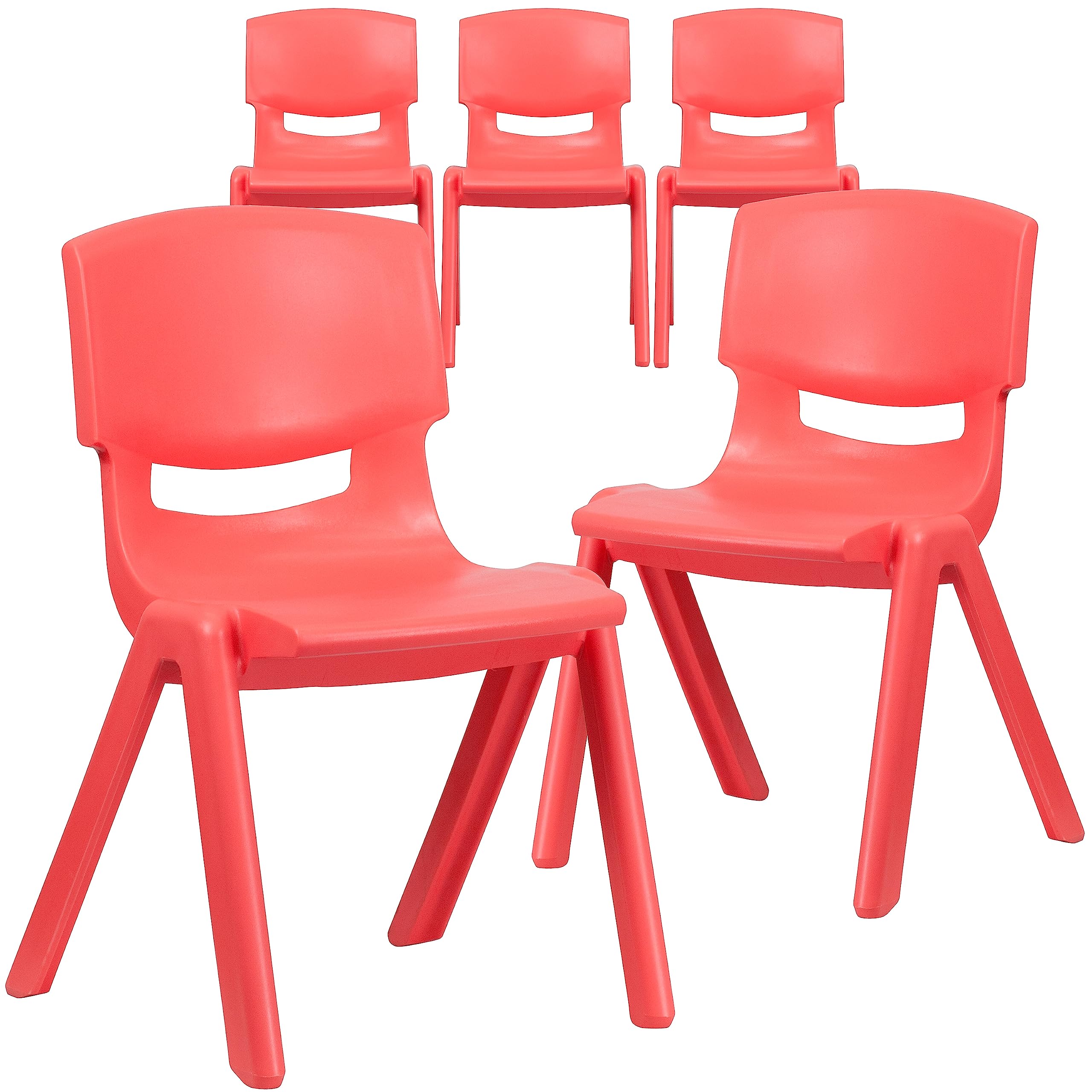 5 Pk. Red Plastic Stackable School Chair with 15.5 Seat Height
