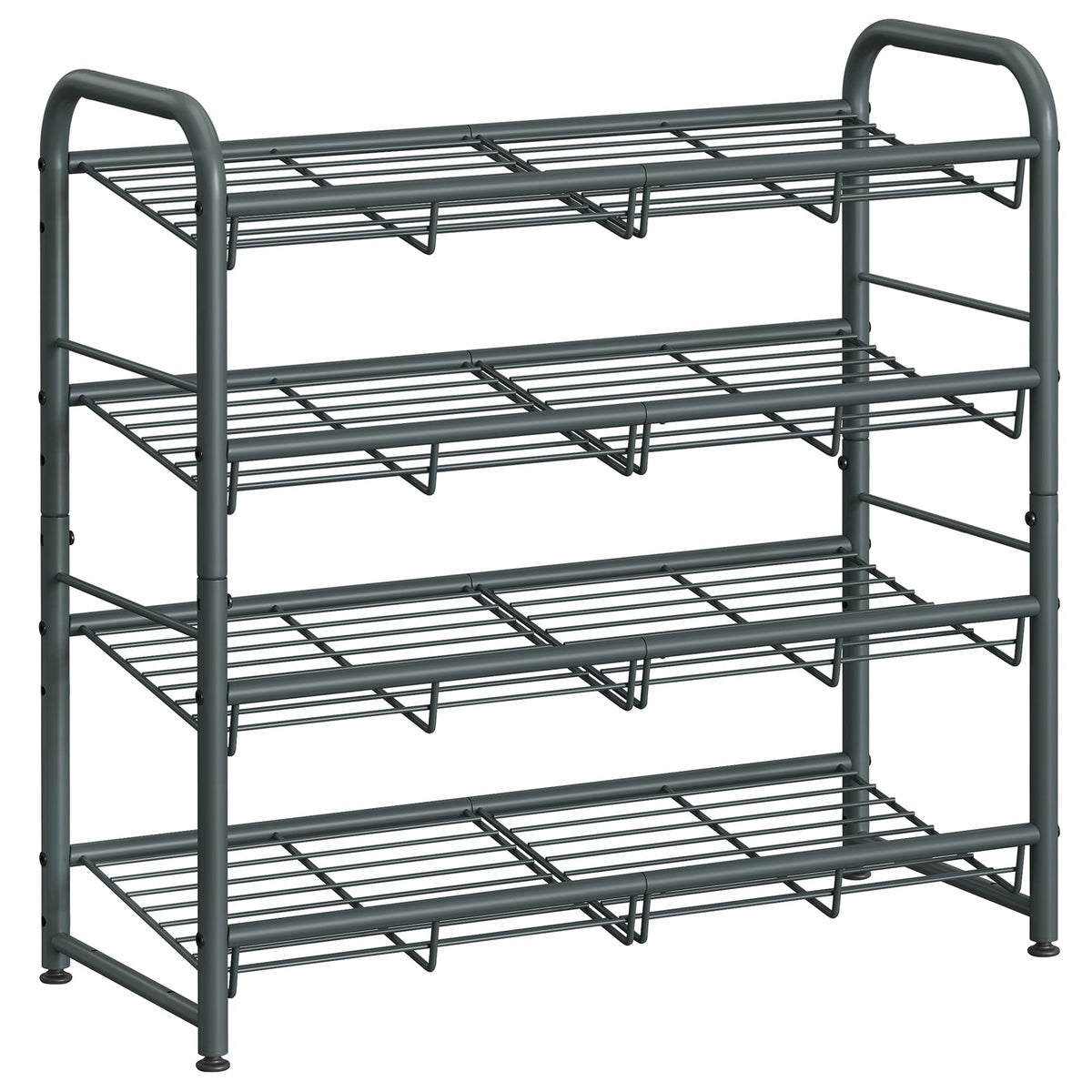 Songmics Shoe Rack, 4 Tier Shoe Organizer For Closet, Holds Up To 16 Pairs Of Shoes, Shoe Rack For Front Door Entrance, Metal Shoe Shelf With Adjustable Tilt Angle, For Entryway, Garage, Grey