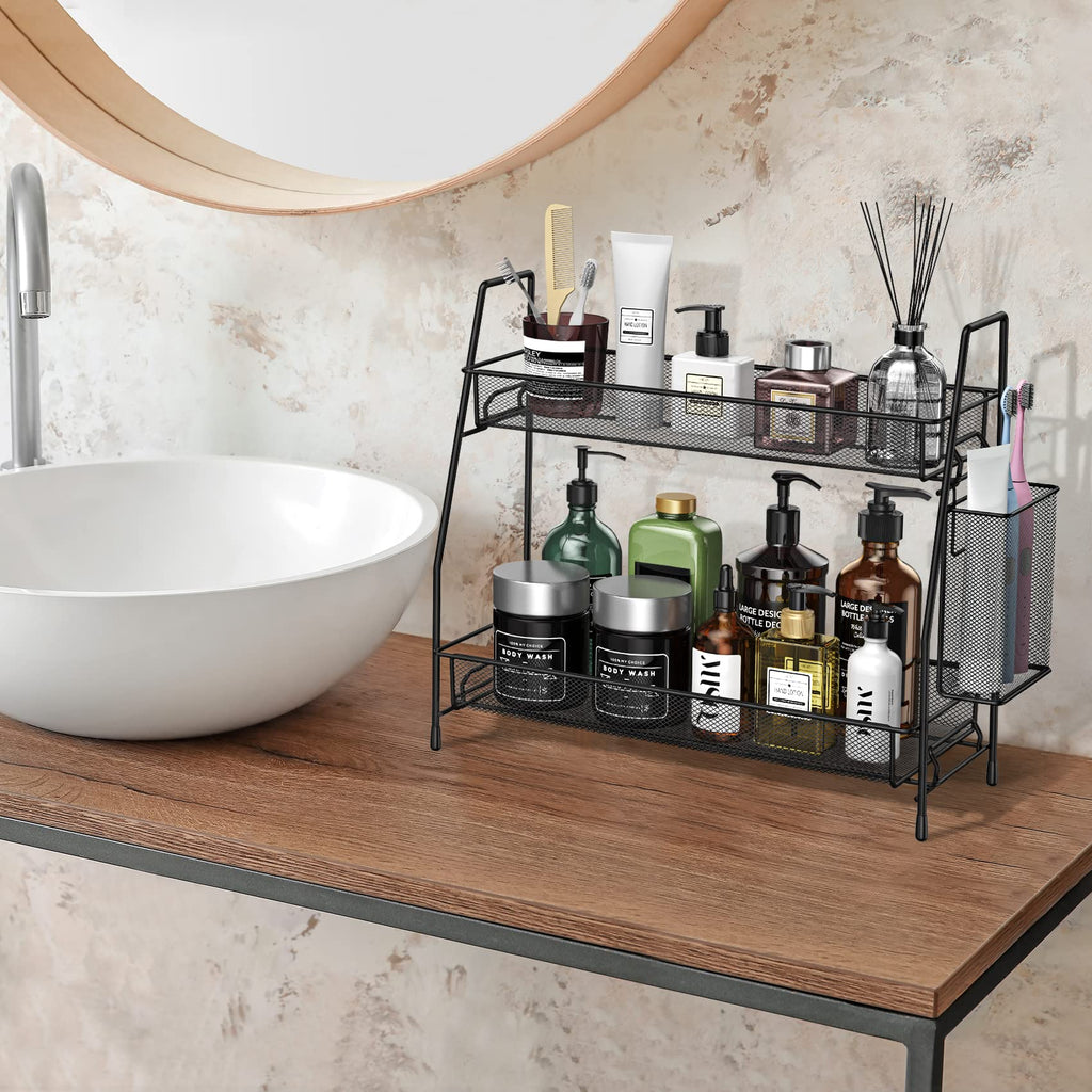 Spispi Bathroom Organizer Countertop, Spice Rack Organizer For Cabinet,Bathroom Counter Organizer, Kitchen Countertop Organizer,