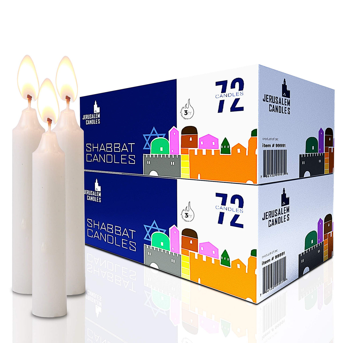 Shabbat Candles - Traditional Shabbos Candles - 3 Hour - 2-Pack X 72 Candles, (144 Candles)