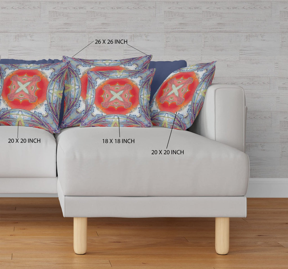 HomeRoots Muted Blue Hot Orange 18â€ Blue Orange Geo Tribal Suede Throw Pillow