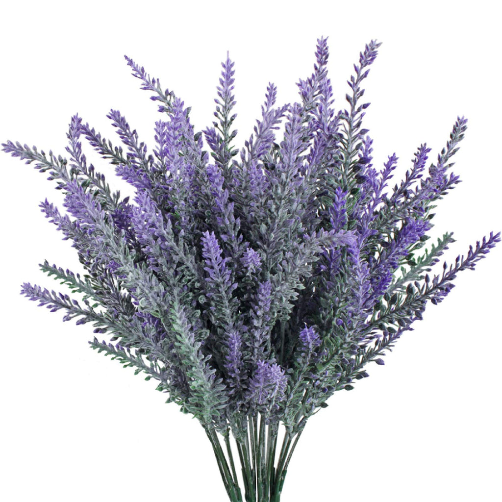 GTIDEA 4pcs Artificial Flowers Flocked Plastic Lavender Bundle Fake Plants Wedding Bridle Bouquet Indoor Outdoor Home Kitchen Of