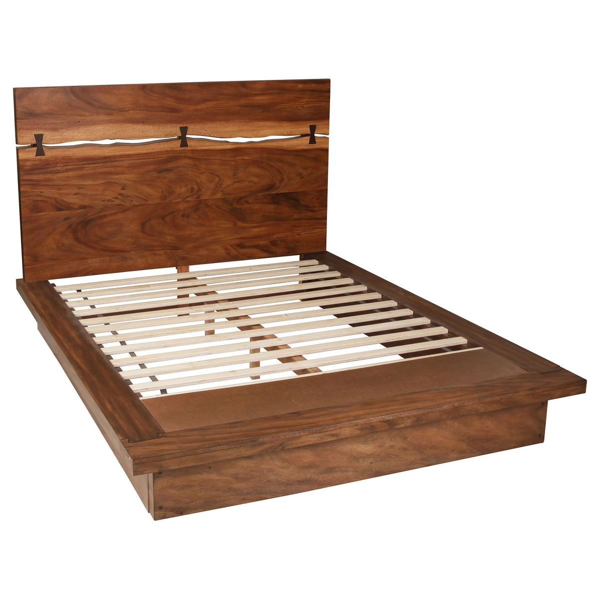 Coaster Home Furnishings Winslow Farmhouse Wood California King Size Panel Bed Frame Platform Bed 52-inch Headboard Smokey Walnut 223250KW