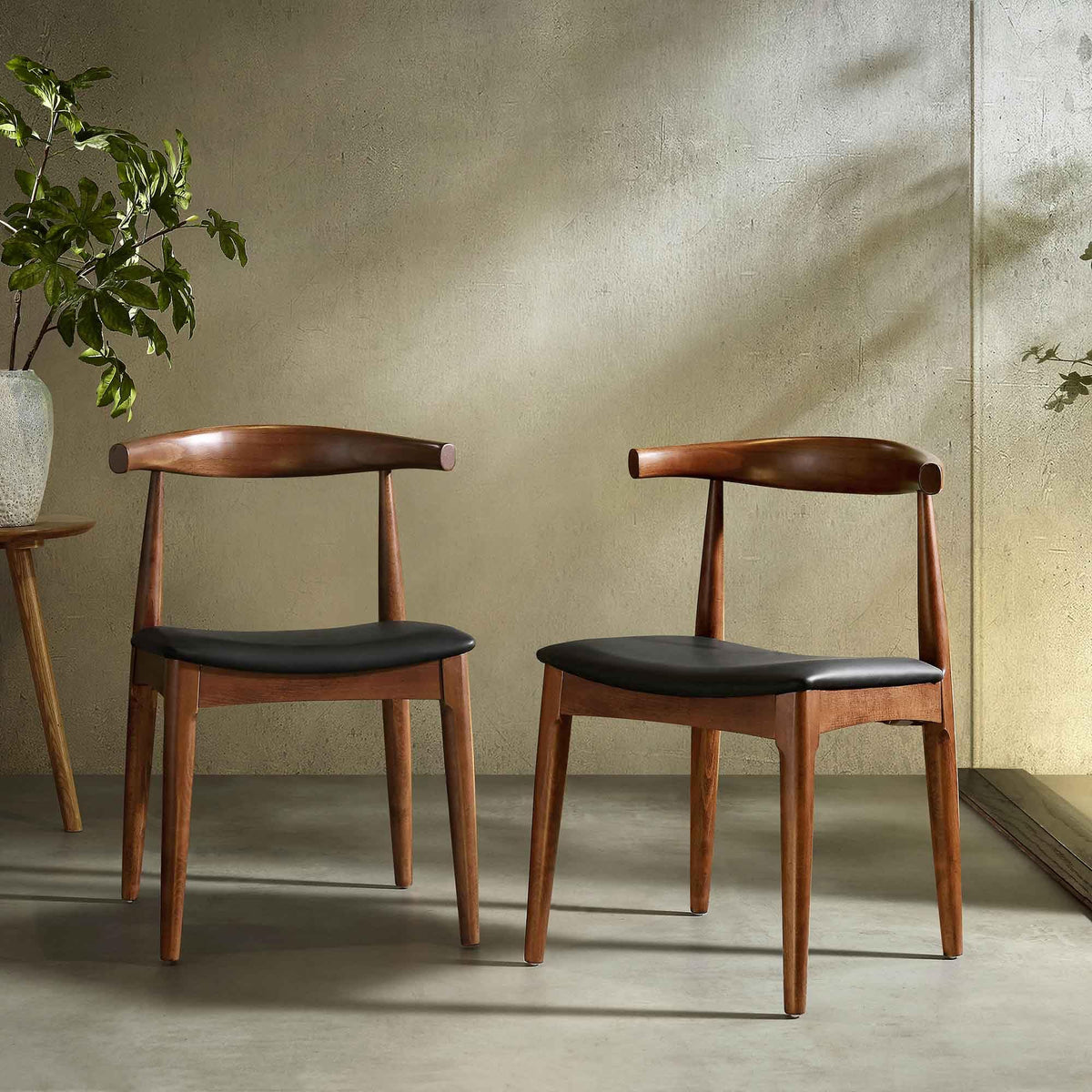 The Kashth Midcentury Modern Dining Chair  Walnut With Seat, Stylish Accent Chair For Dining Room, Kitchen, Or Office. (Only O