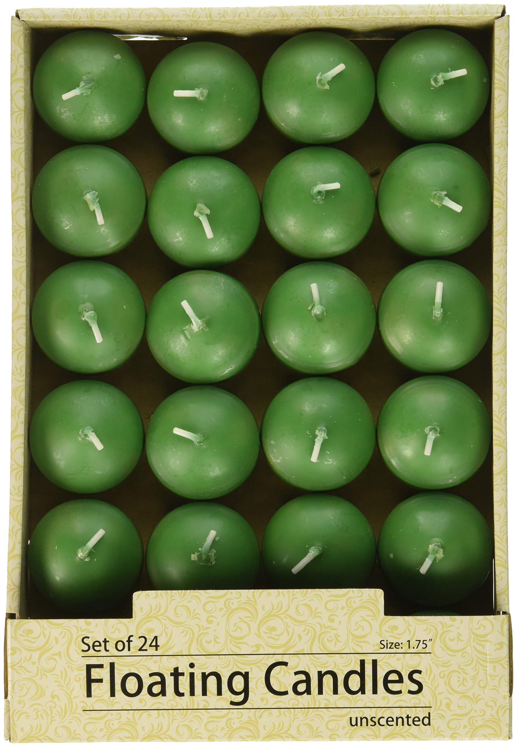 Zest Candle 24-Piece Floating Candles, 1.75-Inch, Hunter Green