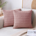 Miulee Pack Of 2 Blush Pink Throw Pillow Covers 20X20 Inch Corduroy Decorative Couch Pillow Covers Soft Boho Striped Pillow Cove