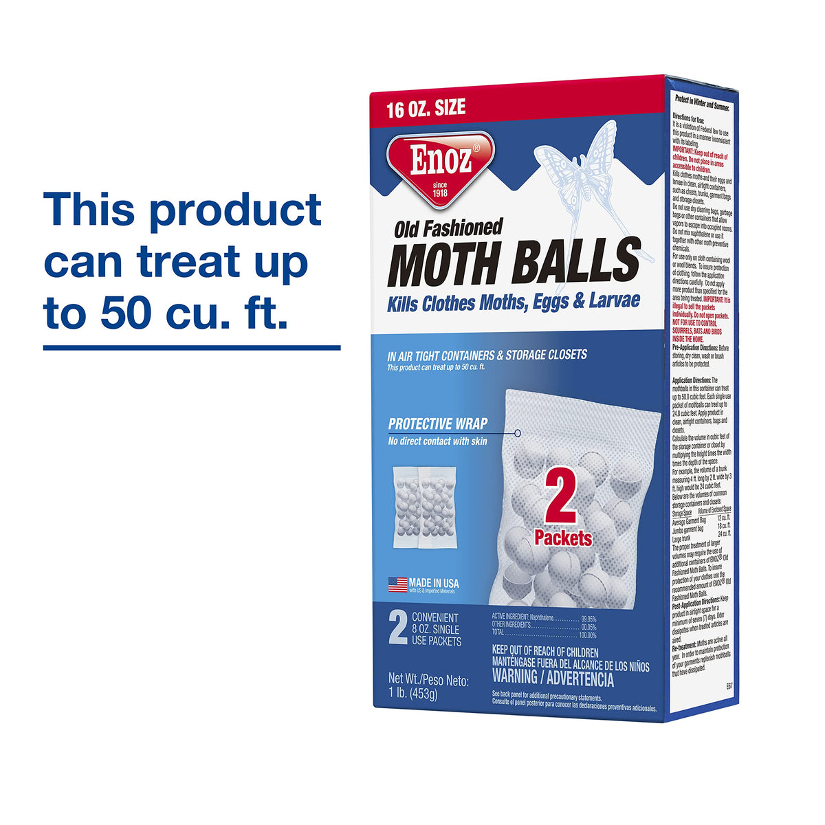 Enoz Old Fashioned Moth Balls, 16 Ounce