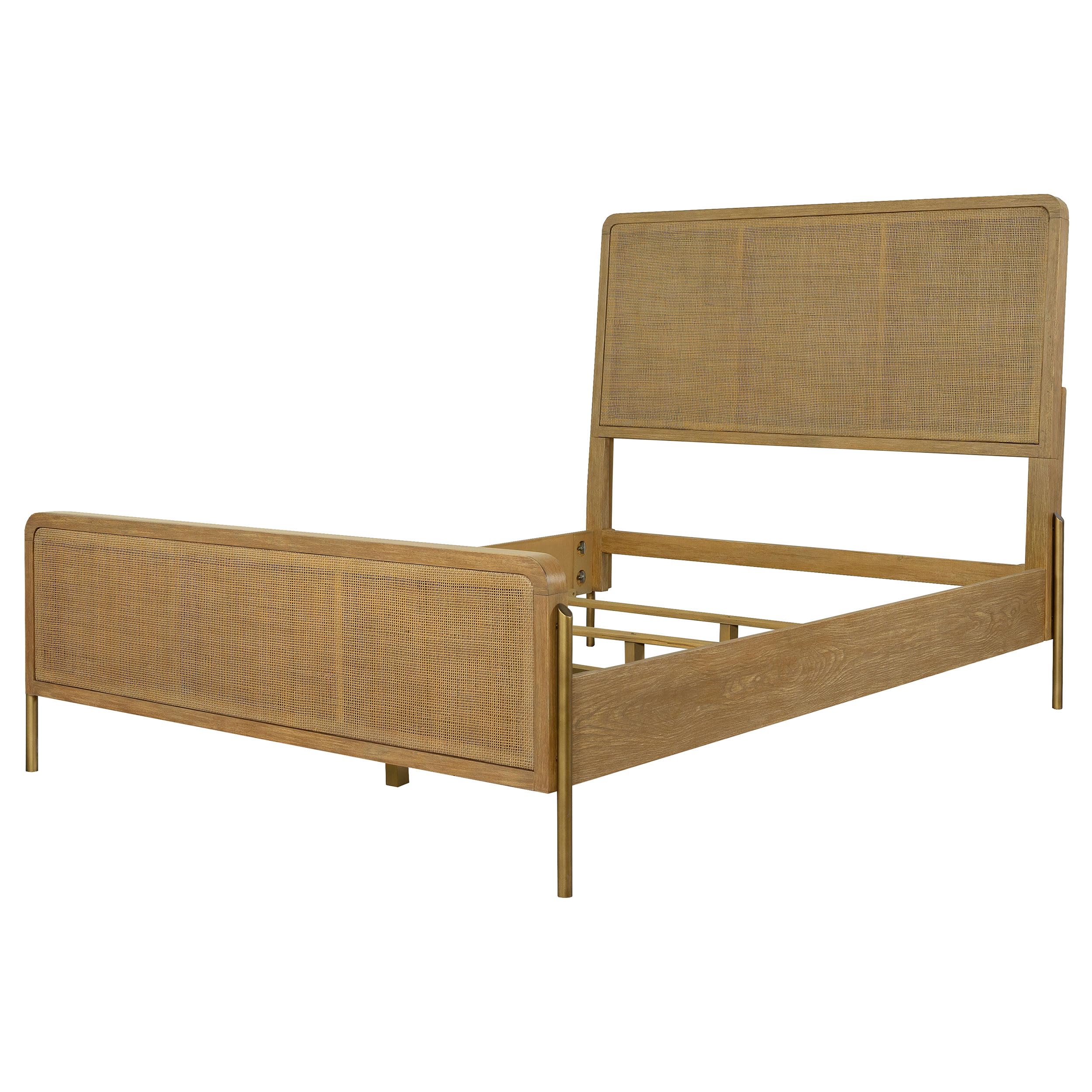 Coaster Home Furnishings Arini Coastal Wood Eastern King Size Panel Bed Frame 56-inch Headboard Sand Wash and Natural Cane 224300KE
