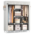 VTRIN Portable Closet Wardrobe for Hanging Clothes with 2 Hanging Rods and 8 Storage Organizer Shelves,Free Standing Clothes Rac
