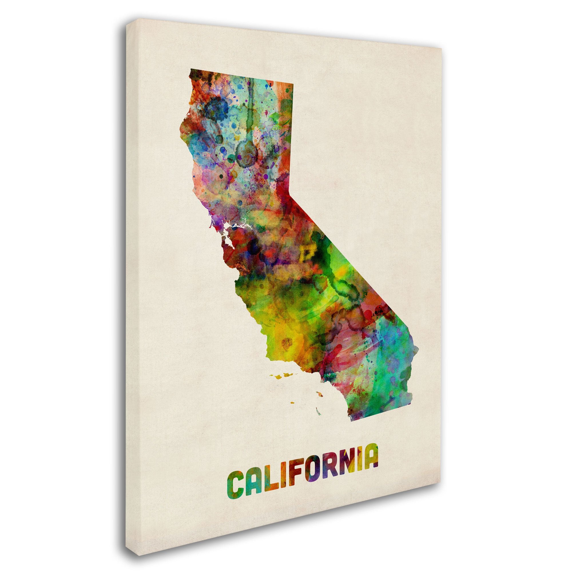 California Map By Michael Tompsett, 18 By 24-Inch Canvas Wall Art