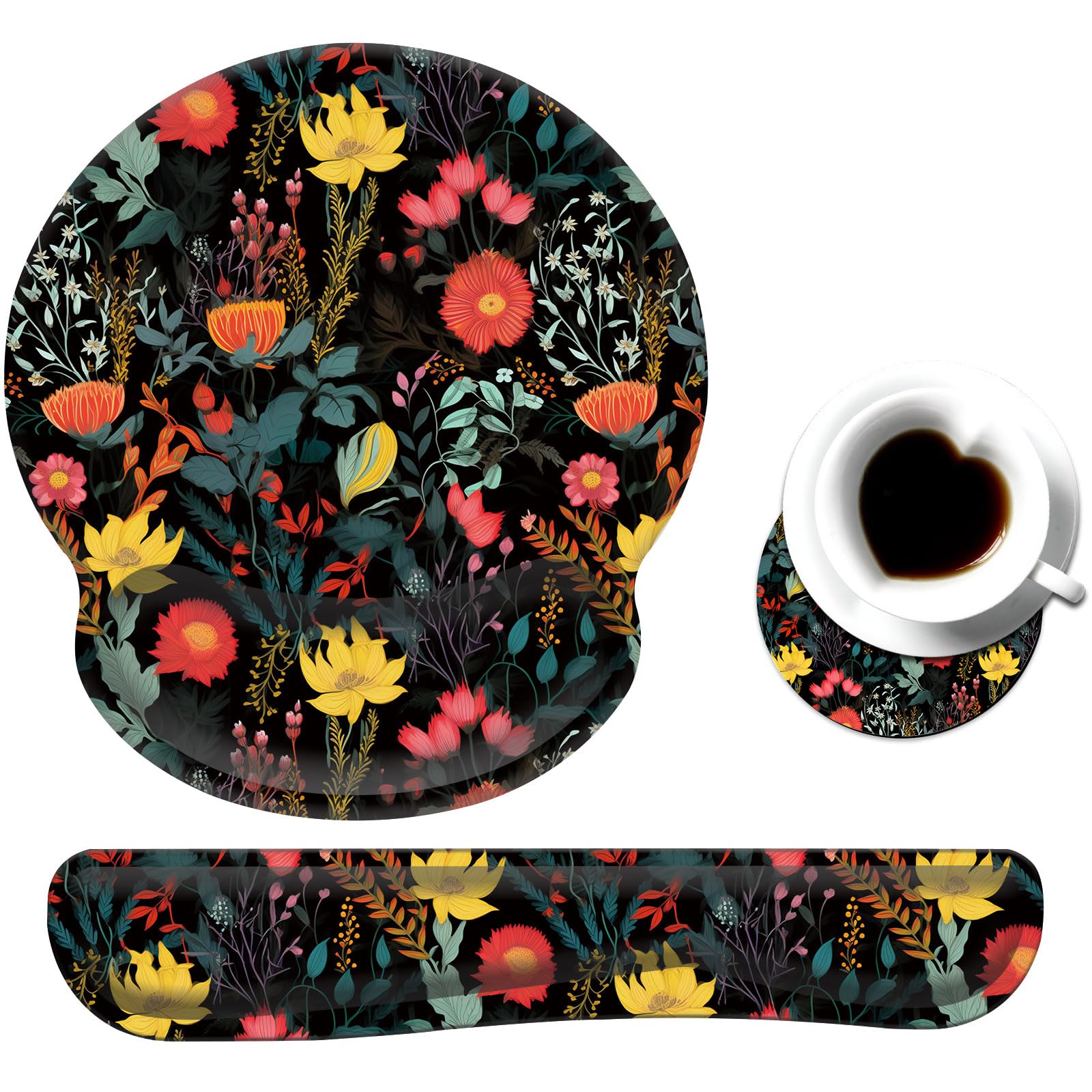 Keyboard Wrist Rest And Mouse Pad Wrist Support Set With Coaster,Ergonomic Mouse Pad,Comfortable For Easy Typing, Pain Relief,Me