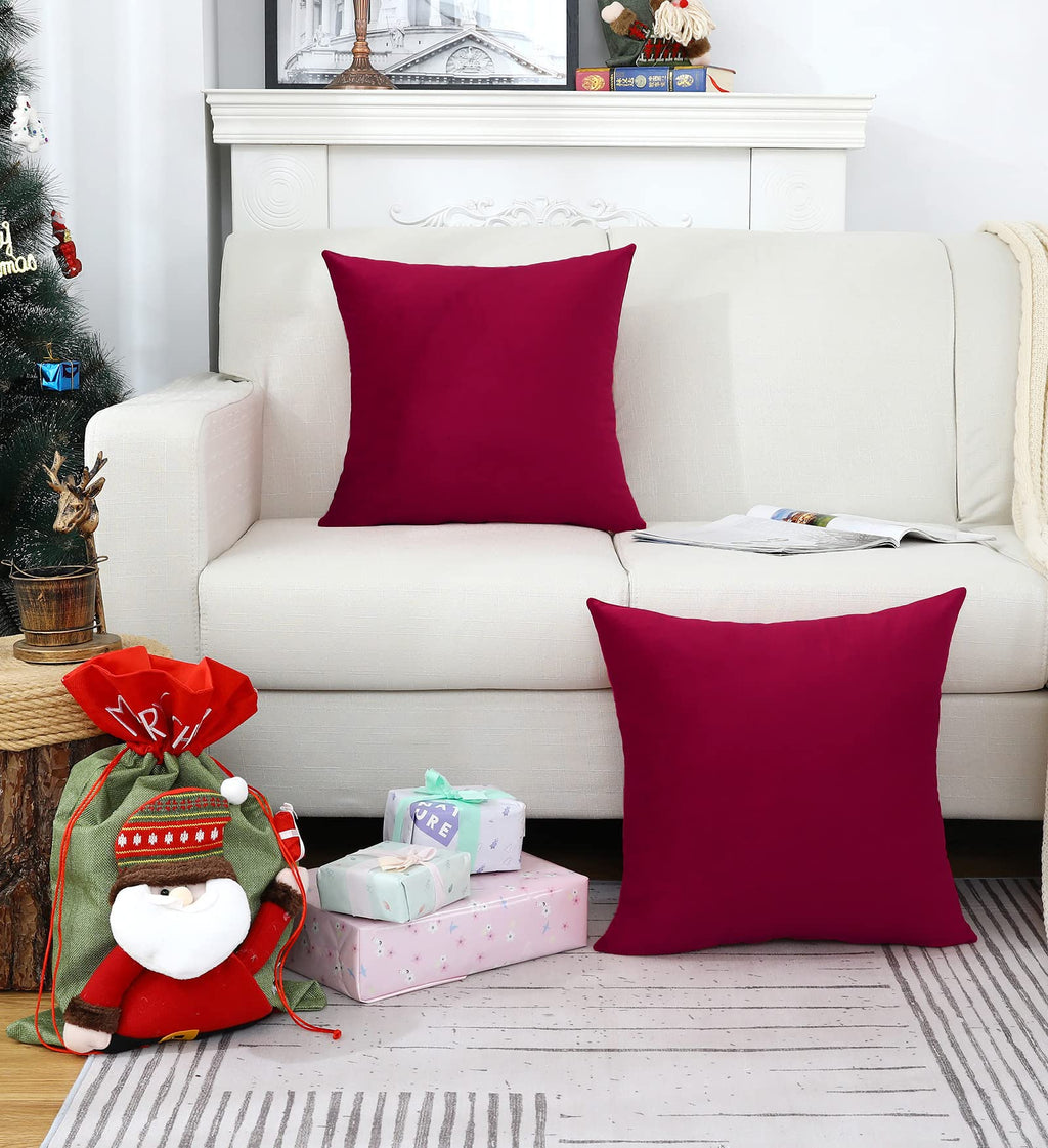Jeneoo Set Of 2 Comfy Accent Soft Velvet Throw Pillow Covers For Sofa Couch, Invisible Zipper Decorative Solid Square Cushion Ca