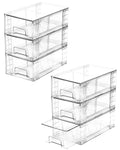 6 Pack Stackable Storage Drawers,Plastic Organizers Bins, Drawers Storage with Handles and Movable Dividers for Organization and