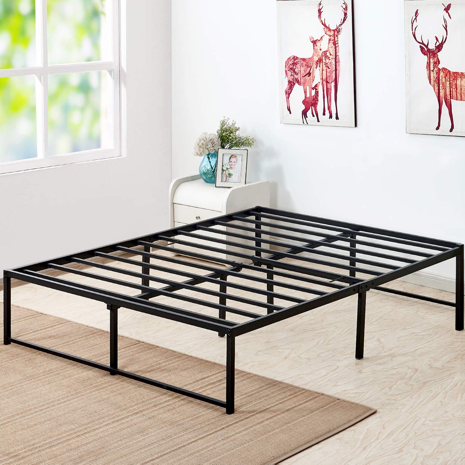 VECELO 14 Platform Bed Frame/Mattress Foundation/No Box Spring needed/Steel Slat Support (Full Size), Black