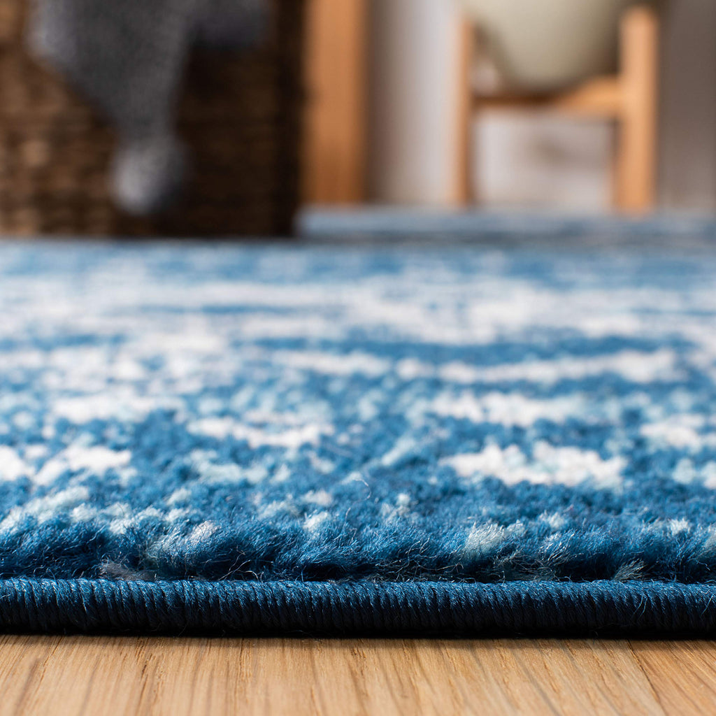 Safavieh Amsterdam Collection Area Rug - 5'1'' X 7'6'', Navy & Beige, Moroccan Boho Design, Non-Shedding & Easy Care, Ideal For