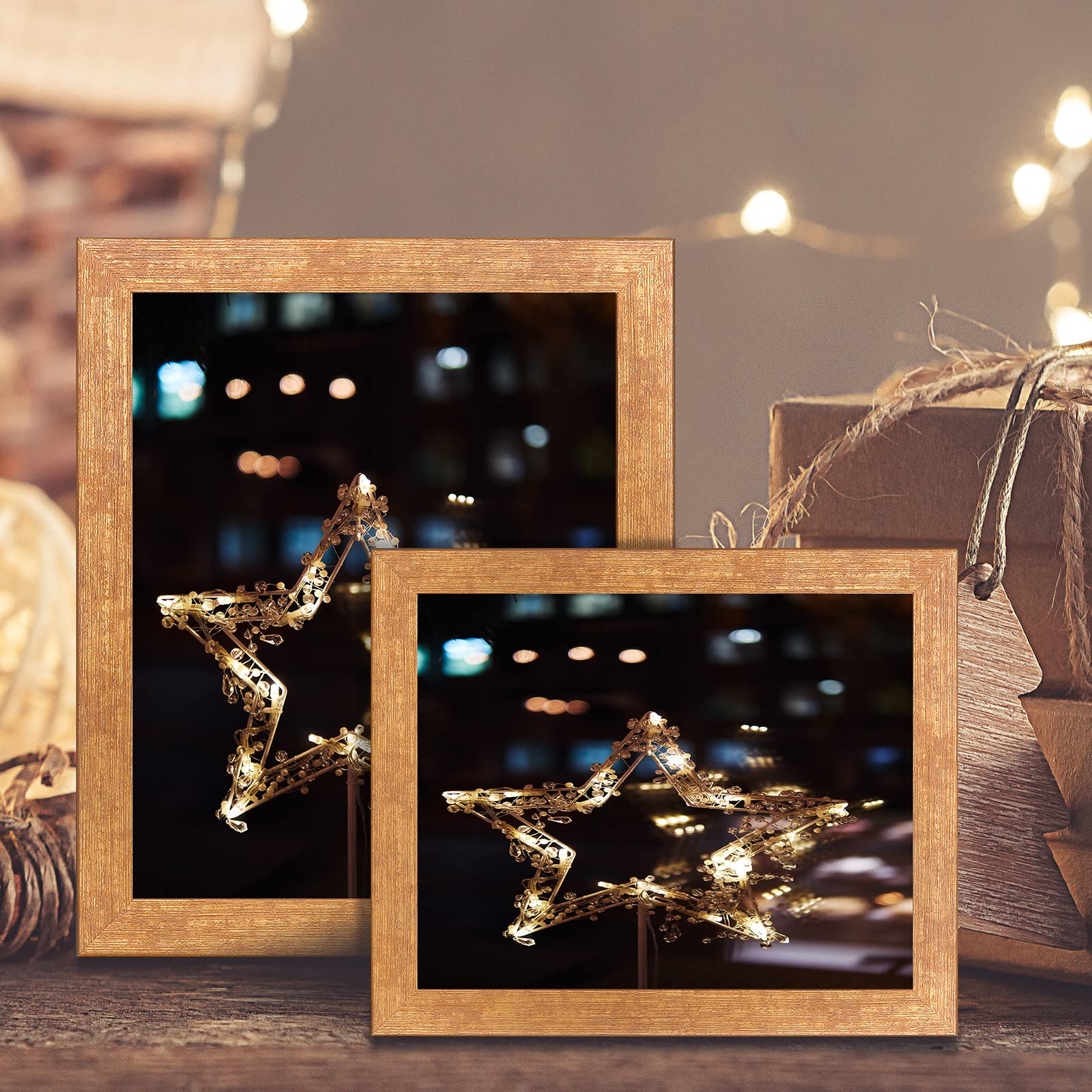 CORE ART 4x4 Picture Frame Set of 2, Gold Colorful Square Frames with HD Plexiglass, Wall or Tabletop Display