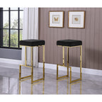 Best Master Furniture Dorrington Velvet Backless Bar Stool In Black/Gold (Set Of 2)