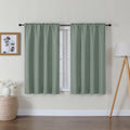 Lecloud Bessie Sage Green Curtains 45 Inch Length 2 Panels, Soft Faux Linen Weave Light Filtering Drapes, Airy Rod Pocket Rustic