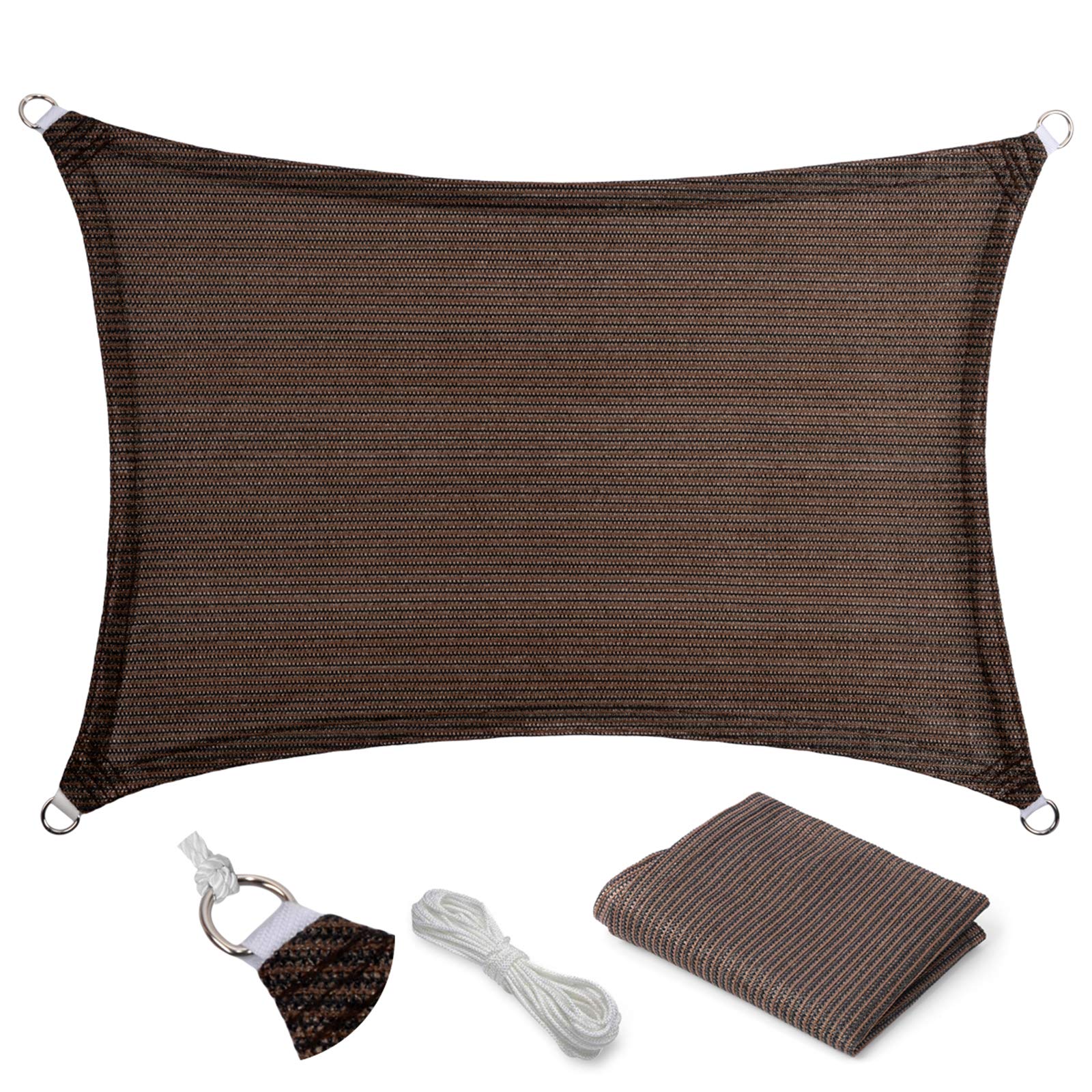 Eden'S Decor 6' X 7' Brown Sun Shade Sail Outdoor Canopy Rectangular Awning Fabric Cloth Screen For Patio Garden Backyard Pergol