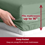 Mellanni Split King Sheet Set - 7-Piece Iconic Collection Bedding, (Including 4 Pillowcases), 16-Inch Deep Pocket, Easy Care, Extra Soft, Cooling Sheets, Brushed Microfiber - Sage
