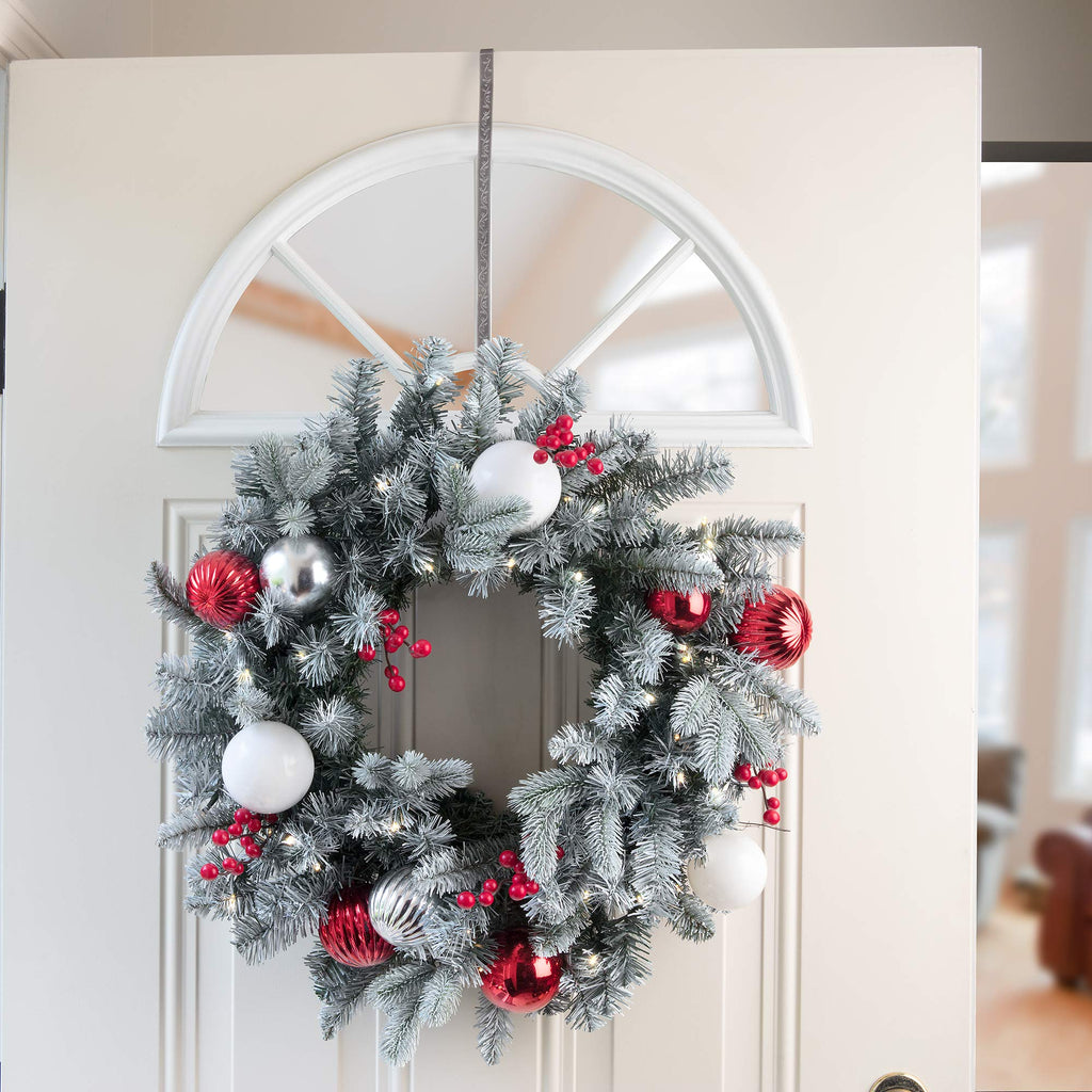 Premium Holly Embossed Highprofile Wreath Hanger - Pewter Holly