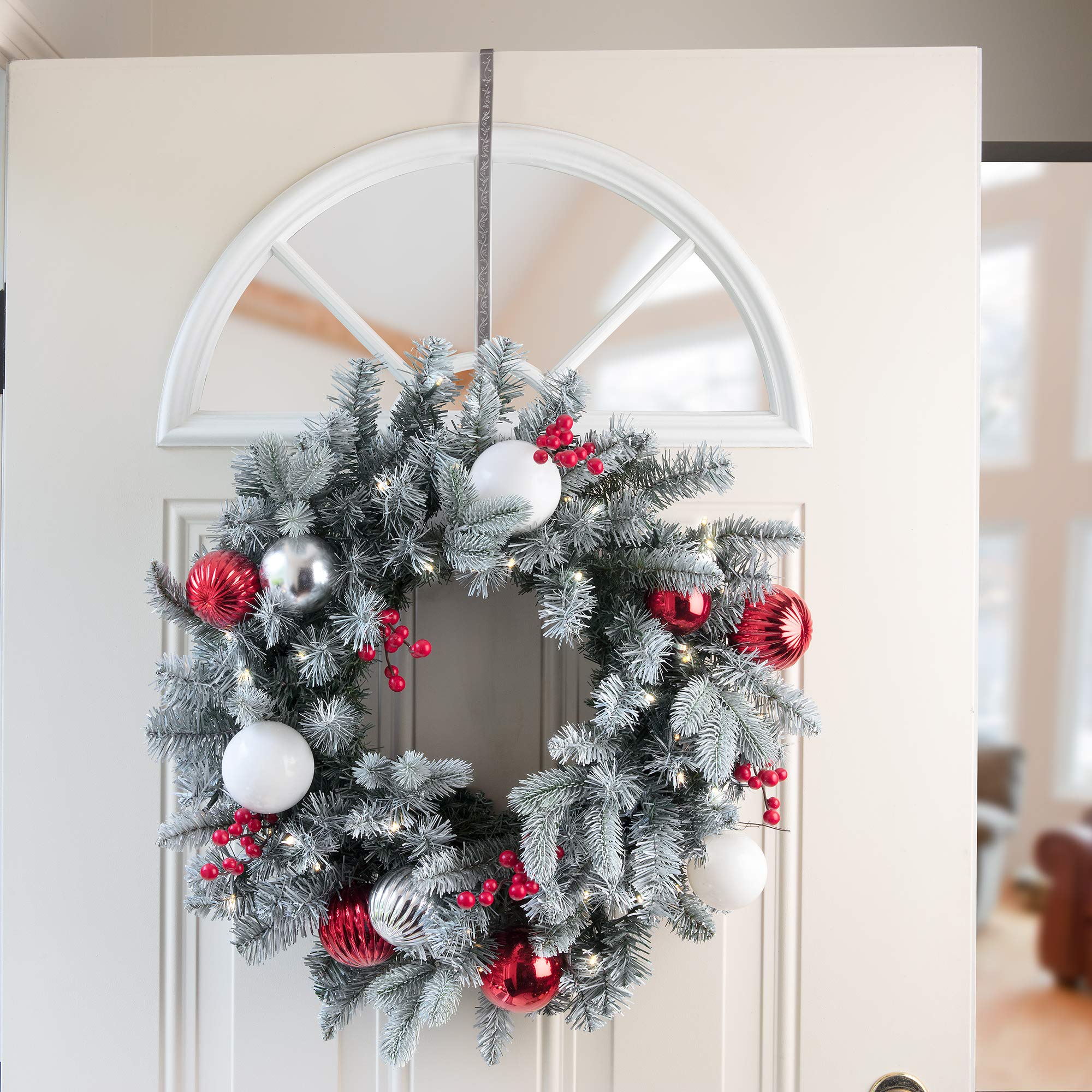 Premium Holly Embossed Highprofile Wreath Hanger - Pewter Holly