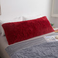MEGO Luxury Fluffy Body Pillow Cover, 20x54 Shaggy Faux Fur Body Pillow Case, Red Soft Plush Fuzzy Body Pillowcase, Decorative F