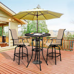 Vingli Outdoor Bar Table, Cast Aluminum Bar Height Patio Table With Umbrella Hole Patio Dining Table, Tall Outdoor Table Bistro Table Outdoor Furniture Garden Table 32' Dia X 41 H (Bronze)…