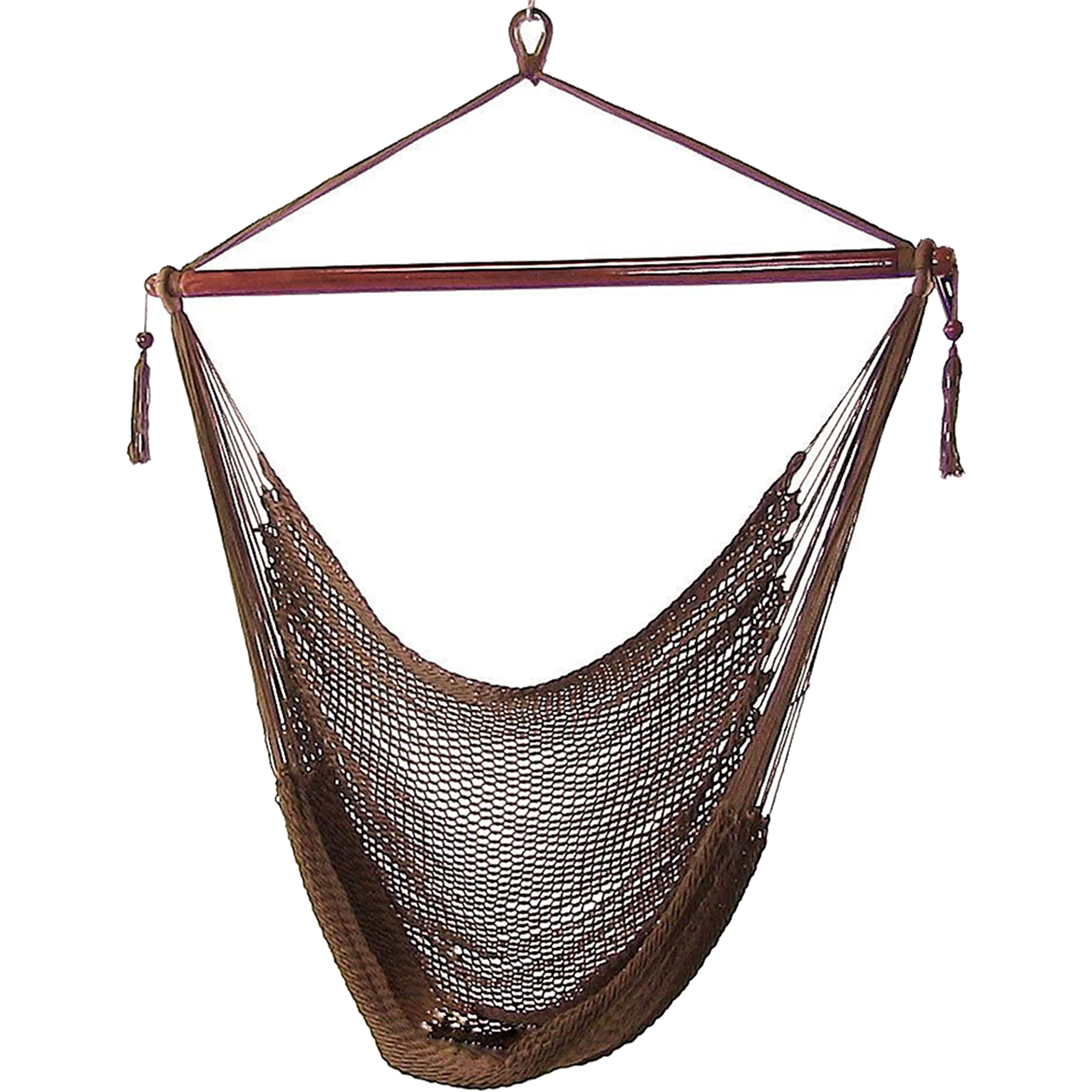 Sunnydaze Indoor/Outdoor Caribbean Xl Hanging Hammock Chair Swing - Soft-Spun Polyester Rope - 300-Pound Capacity - Mocha