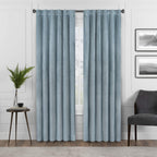 Eclipse Harper Velvet Rod Pocket Curtains for Bedroom, Single Panel, 50 in x 63 in, Blue