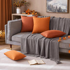 Miulee Pack Of 2 Fall Decorative Throw Pillow Covers Halloween Linen Burlap Square Solid Farmhouse Modern Concise Throw Cushion