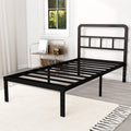 DiaOutro 14 Inch Twin XL Bed Frame with Headboard No Box Spring Needed Metal Platform Heavy Duty Steel Slat Mattress Foundation/