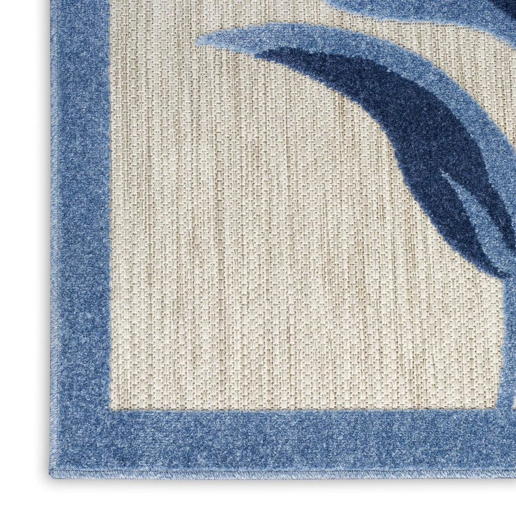 Nourison Aloha Indoor/Outdoor Blue/Grey 7' X 10' Area Rug, Easy Cleaning, Non Shedding, Bed Room, Living Room, Dining Room, Kitchen (7X10)