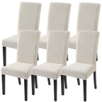 Searchi Jacquard Dining Room Chair Covers Set Of 6, Stretch Kitchen Chair Covers Washable Parsons Chair Slipcover Removable Dining Chair Protectors For Hotel,Ceremony(Beige Floral Texture)