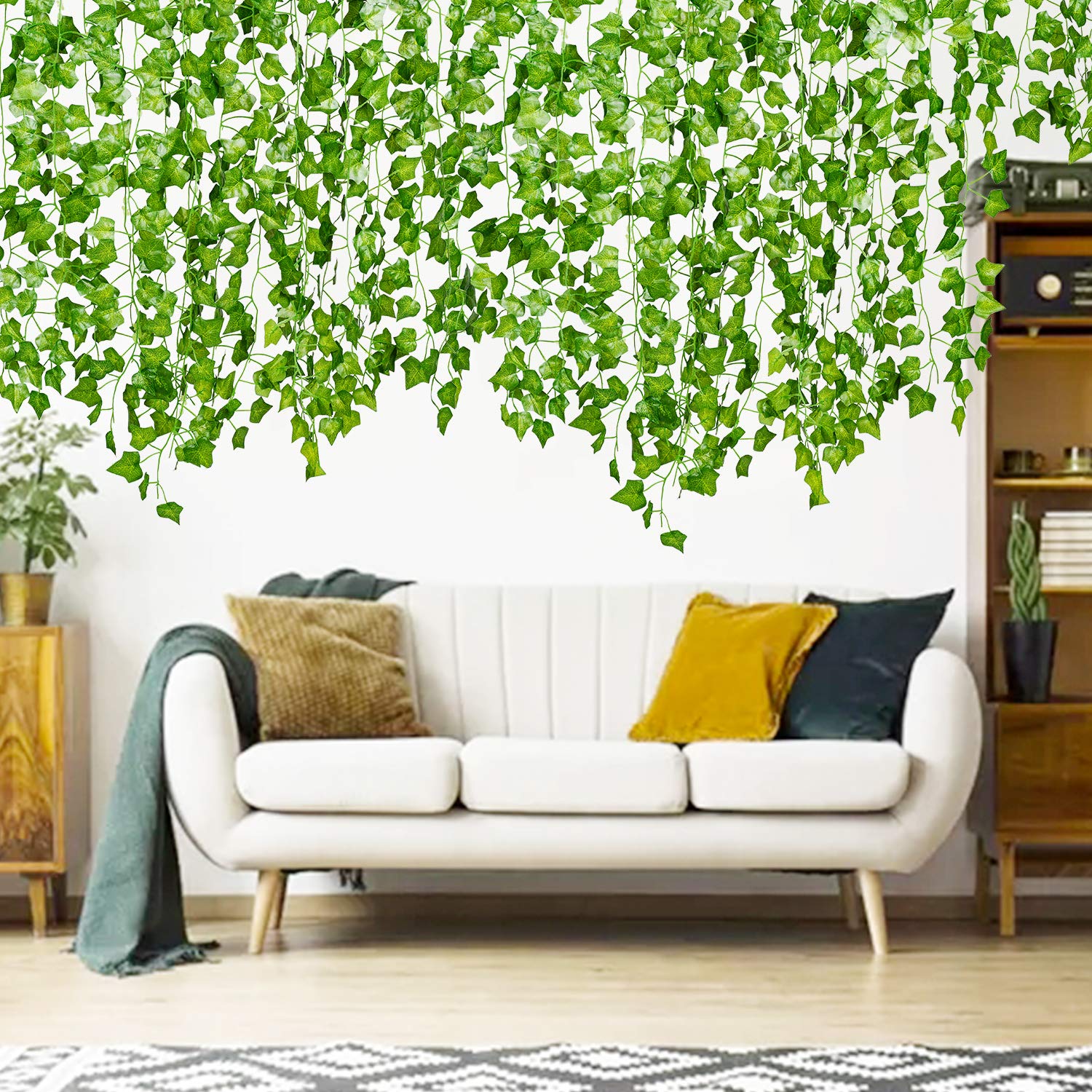 Dearhouse 84 Feet 12 Strands Artificial Ivy Leaf Plants Vine Hanging Garland Fake Foliage Flowers Home Kitchen Garden Office Wed