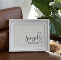 PARISLOFT Simply Blessed Wood Wall Framed Sign White Wood Wall Decor 12x10 inch