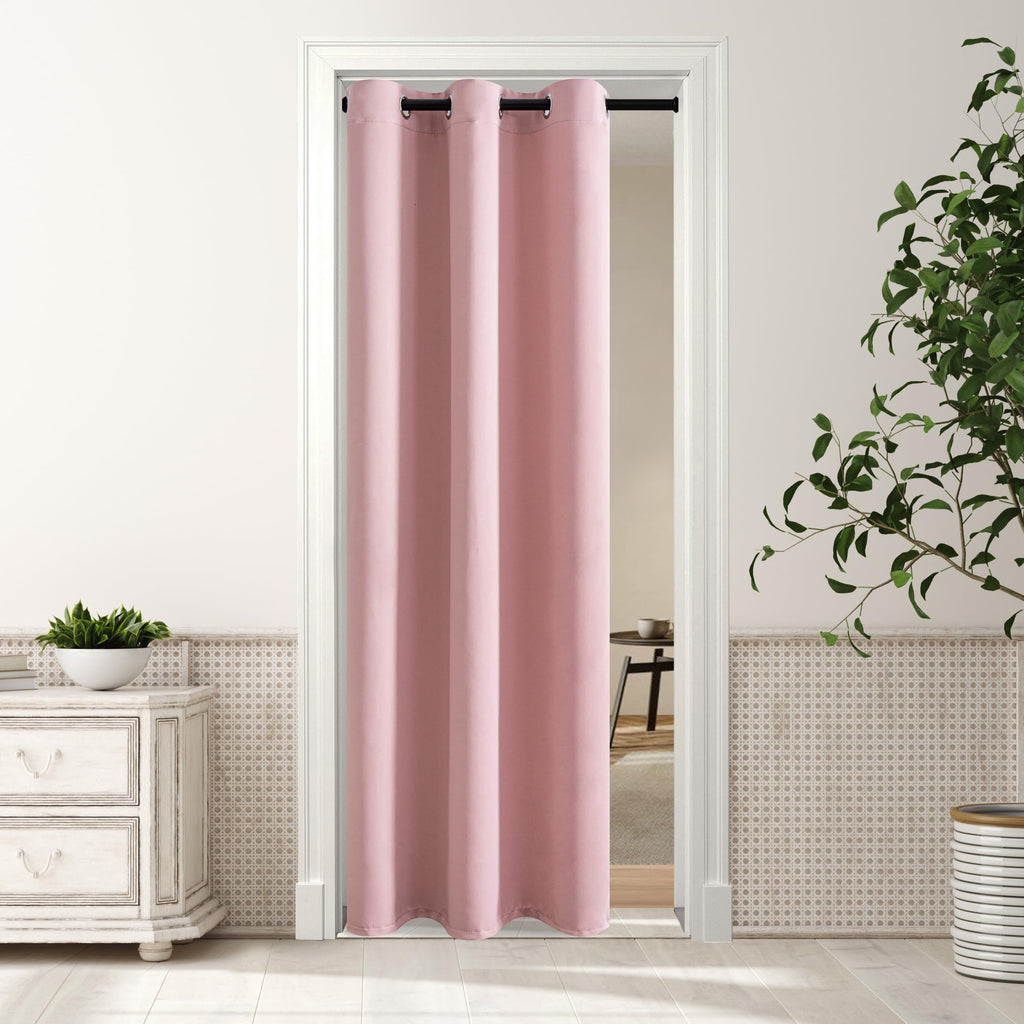 Mysky Home Pink Door Curtains For Doorway Closet Curtain For Living Room Grommet Room Darkening Curtain For Girls Bedroom Thermal Insulated Nursery Curtain, 1 Curtain Panel, 52 X 72 Inch