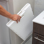 Mind Reader 61L Foldable Laundry Hamper, Clothes Basket, Lid, Wicker Design, Plastic, 18''L X 14.5''W X 21.25''H, White