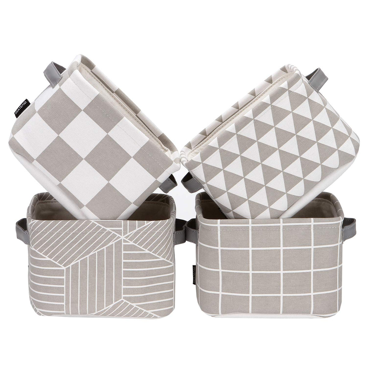 Sea Team Collapsible Fabric Storage Cubes Organizer with Handles, Gray