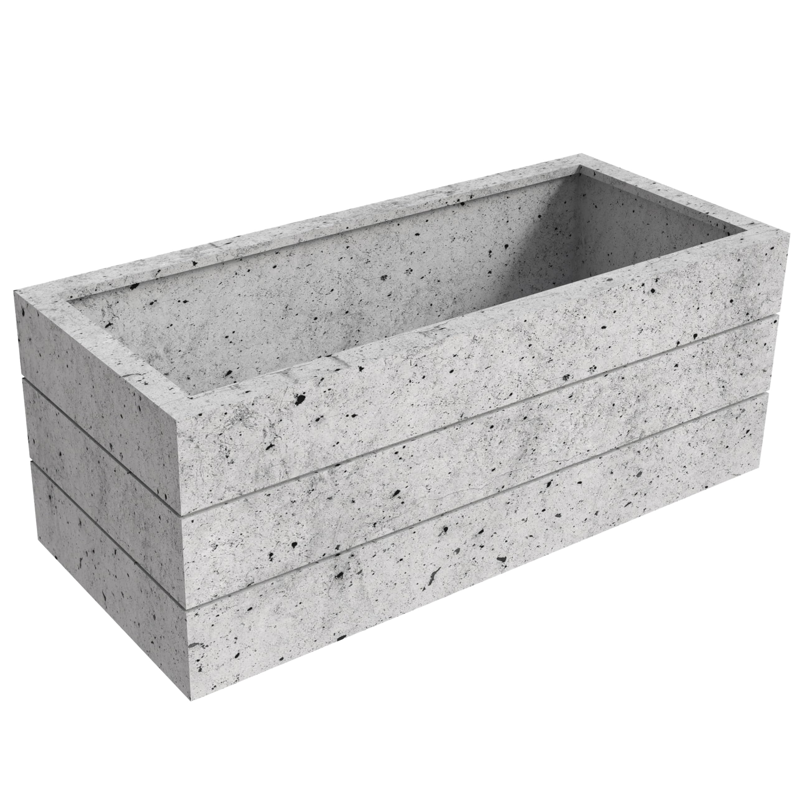 Oasis Series Rectangle Poly Stone Planter in White 15.7 x 13.8   35.8 Long