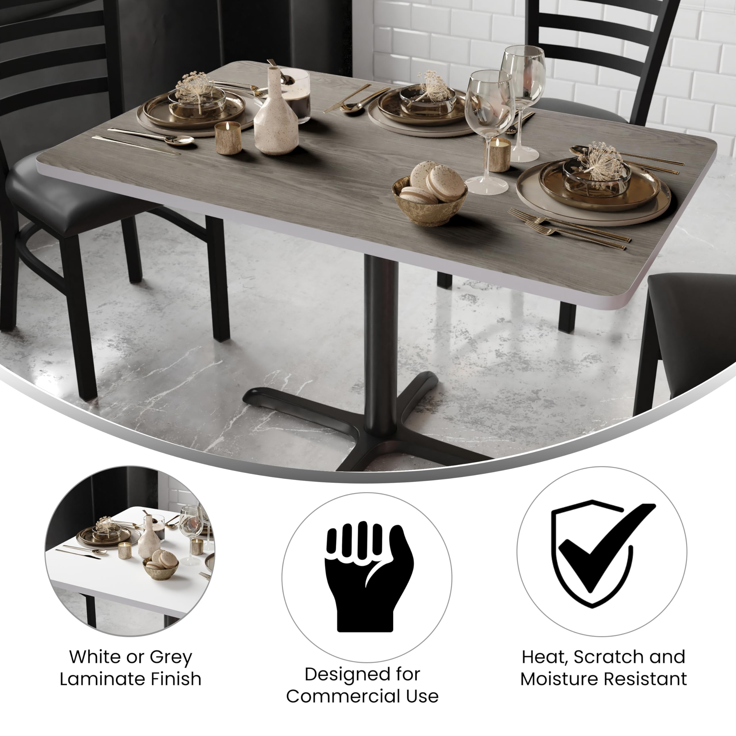 Flash Furniture Glenbrook 30' X 48' Rectangular Table Top With White Or Gray Reversible Laminate Top (Pack Of 1)