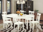 East West Furniture DOLG7-LWH-W 7 Piece Kitchen Table & Chairs Set Consist of a Rectangle Dining Room Table with Butterfly Leaf and 6 Dining Chairs, 42x78 Inch, Linen White