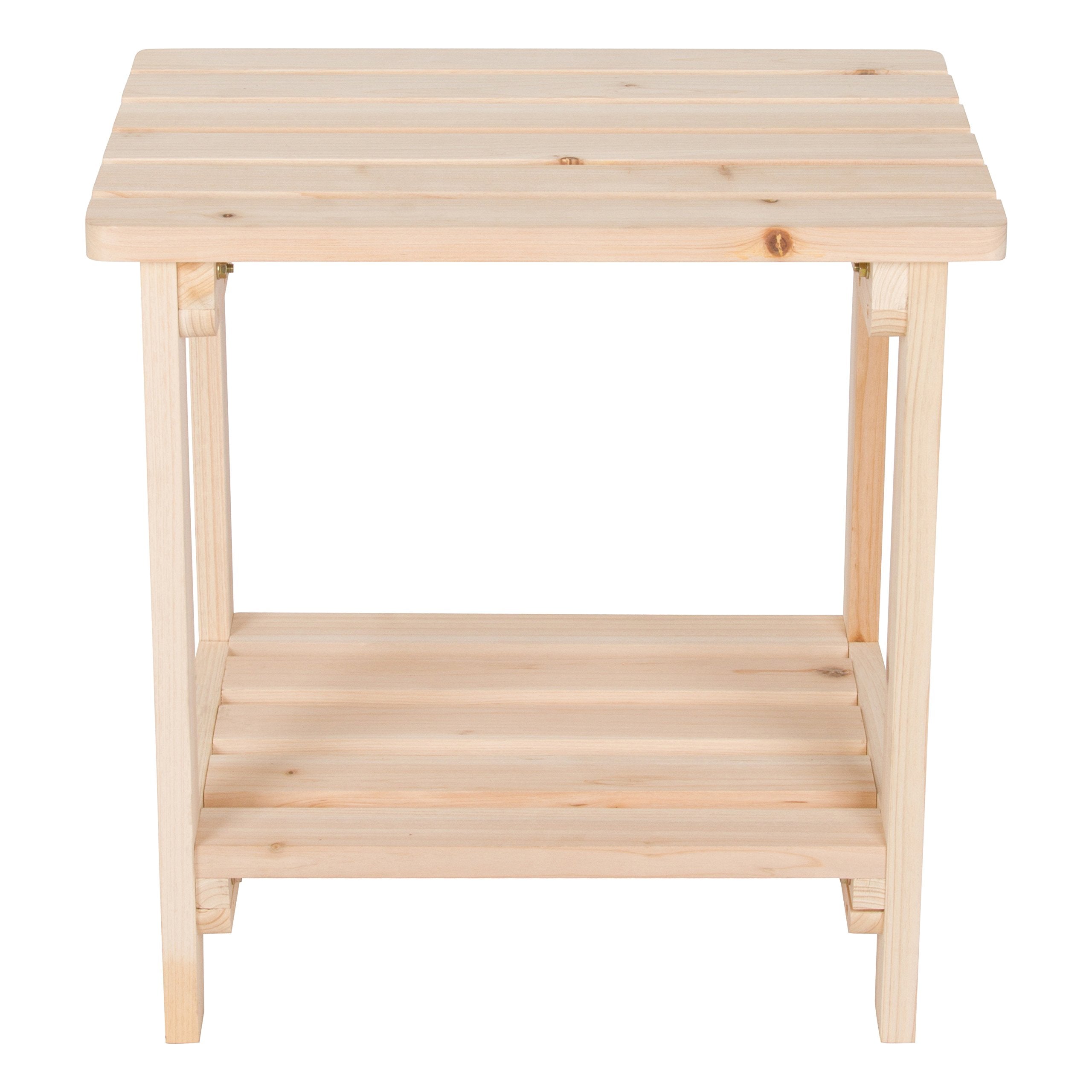 Shine Company Providence Rectangular Solid Wood Side Table, Outdoor Adirondack Small Patio Table – Natural