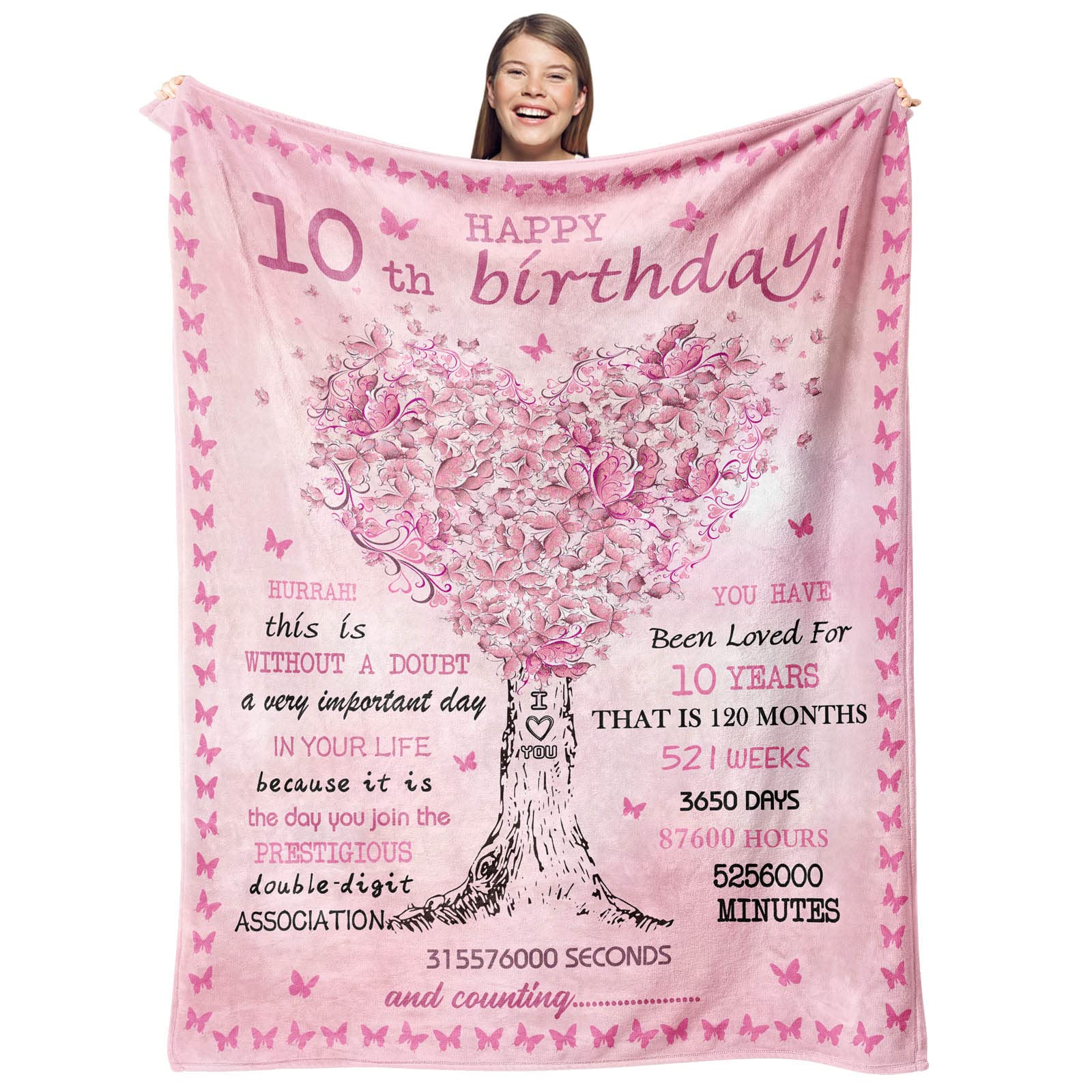 Gevuto 10 Year Old Girl Birthday Gifts Blankets,Best Gifts For 10 Year Old Girls Throw 50'X40', 10Th Birthday Decorations For