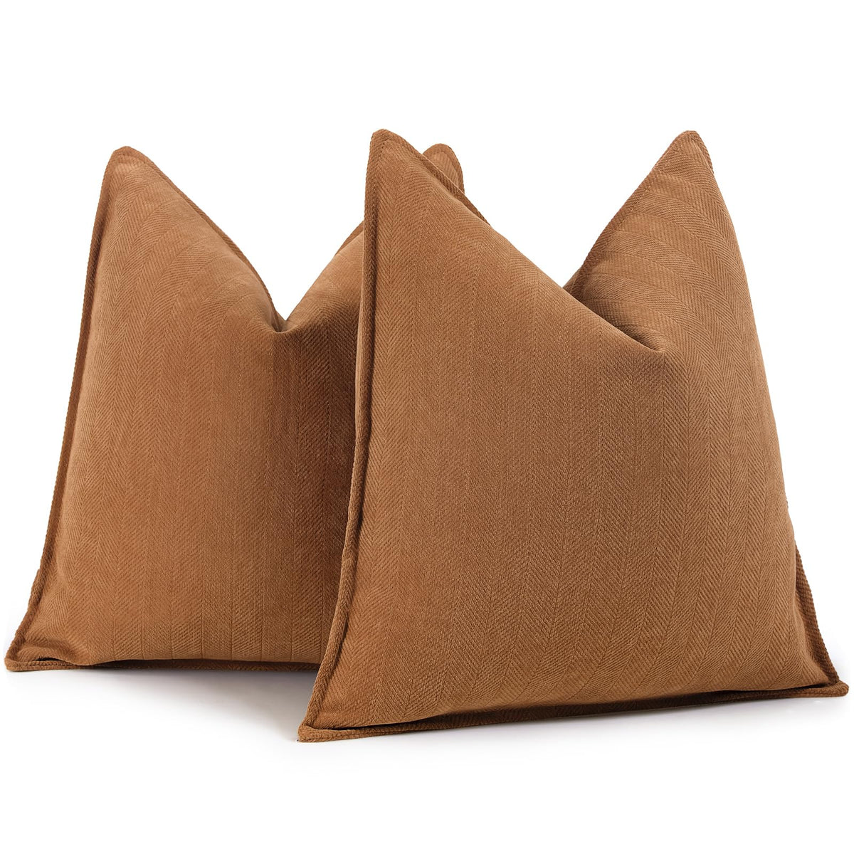Zwjd Orange Pillow Covers 24X24 Set Of 2 Chenille Pillow Covers With Elegant Design Soft And Luxurious Decorative Throw Pillows
